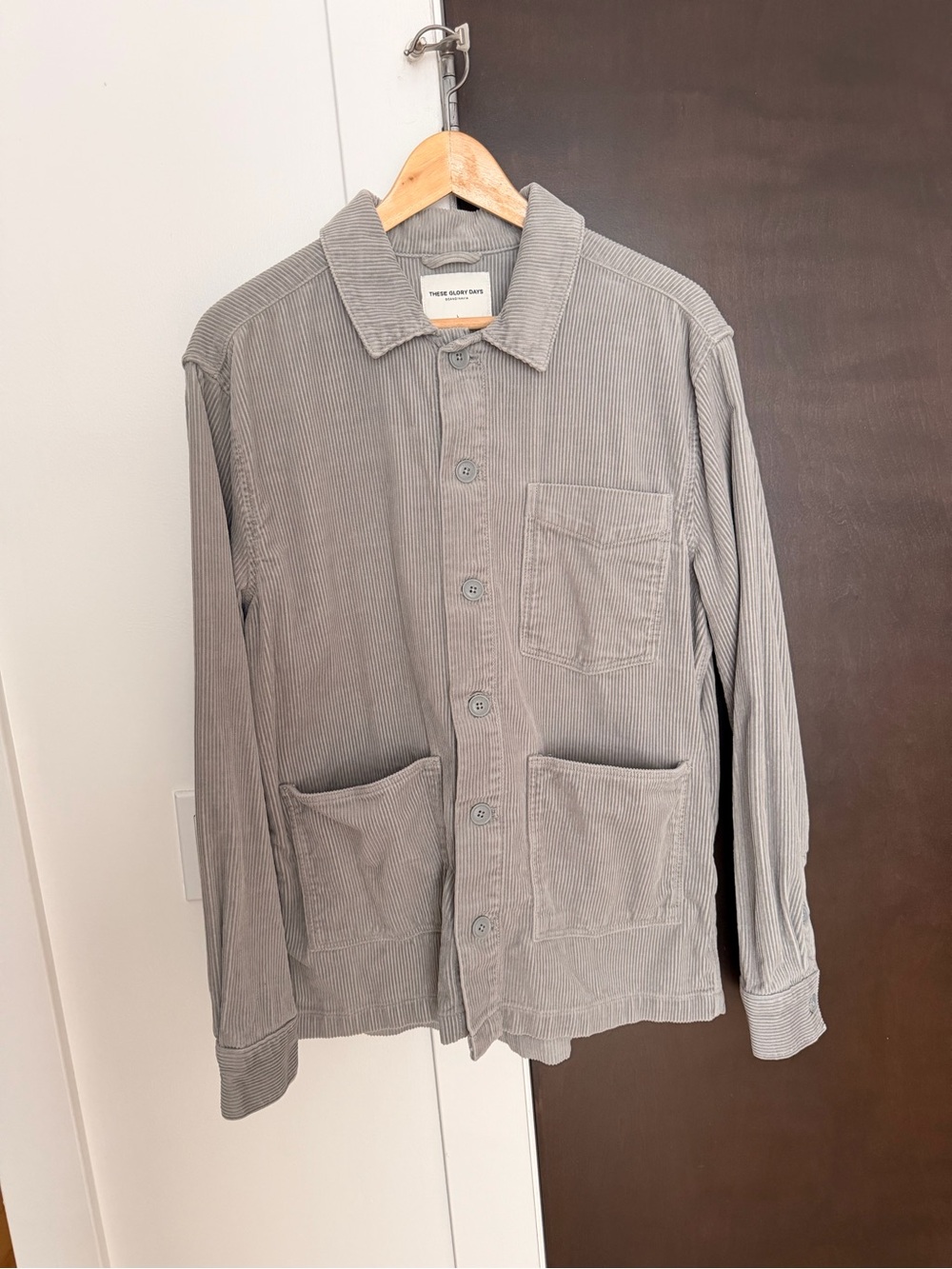These Glory Days Button Down Overshirt Mens Large Grey